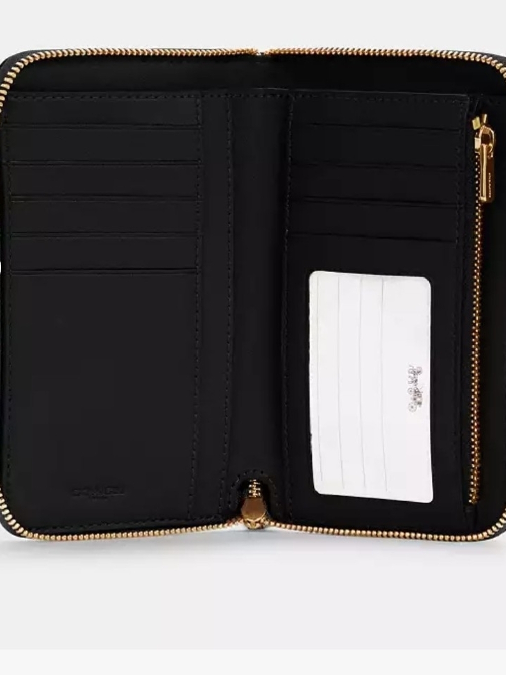 Coach Black Pebbled Leather Zip Wallet with Gold Logo Accent - Picture 3 of 12